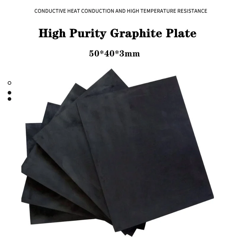 5pcs High Pure Graphite Plate Panel Sheet Carbon Graphite Electrode Pyrolytic High Temperature Resistance 50*40*3mm For DIY