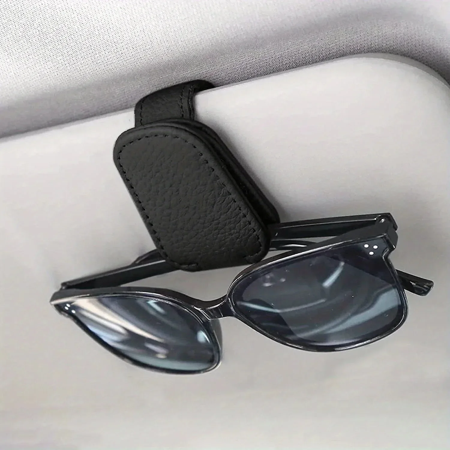 

Car Sunglasses Holder Leather Eyeglasses Hanger Sun Visor Glasses Clip Portable Ticket Card Clip Practical Interior Accessories