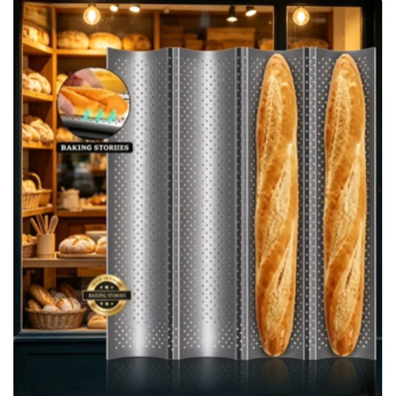 Wavy Groove Baguette Bread Pan French Loaf Baking Mold Oven Pastry Tray Home Baking Bakeware Accessory