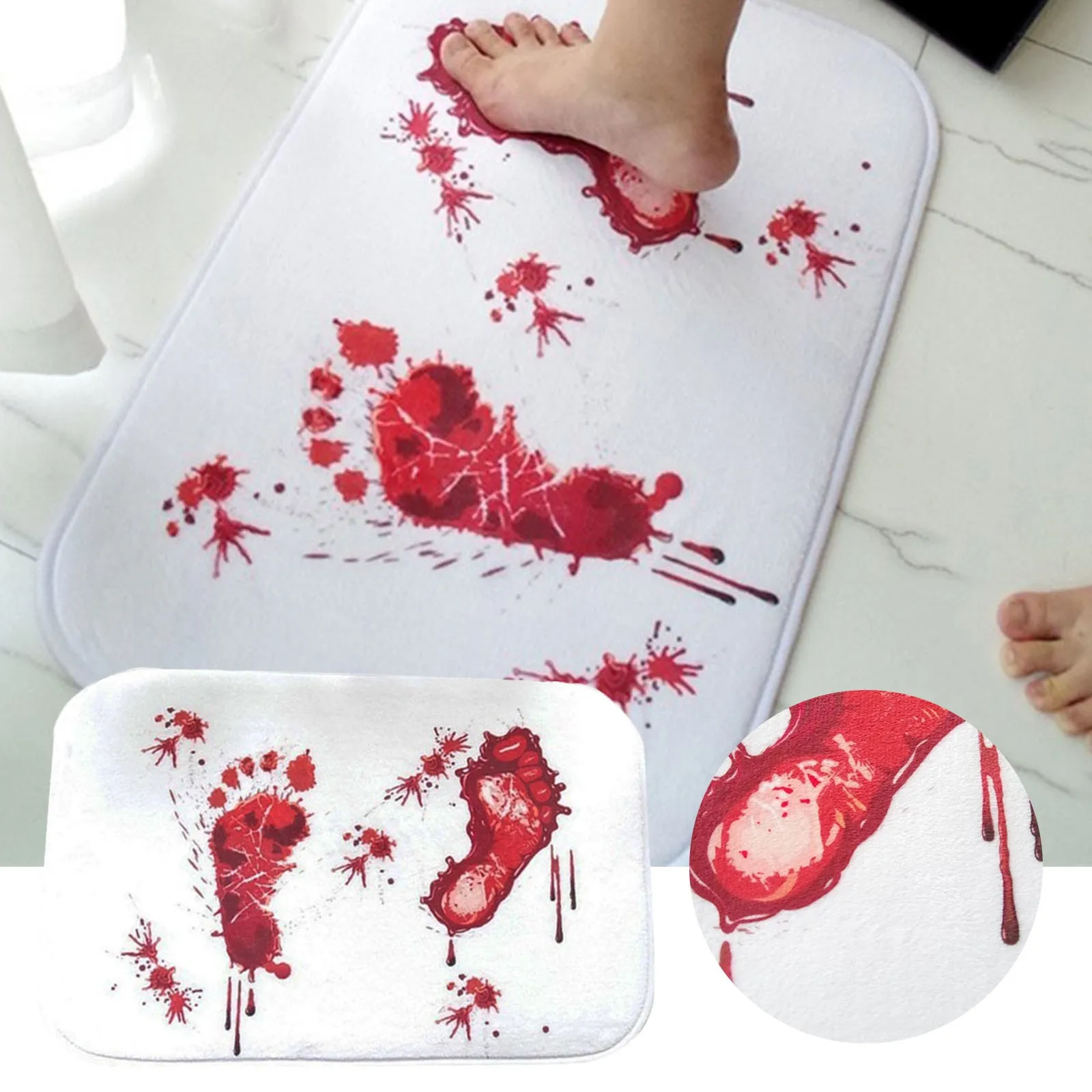 Halloween Bathmat Scare Your Friends Bloody Footprint Bath Bathroom Mat Non Slip Rug Terror Party Footprint Bathmat Decorations