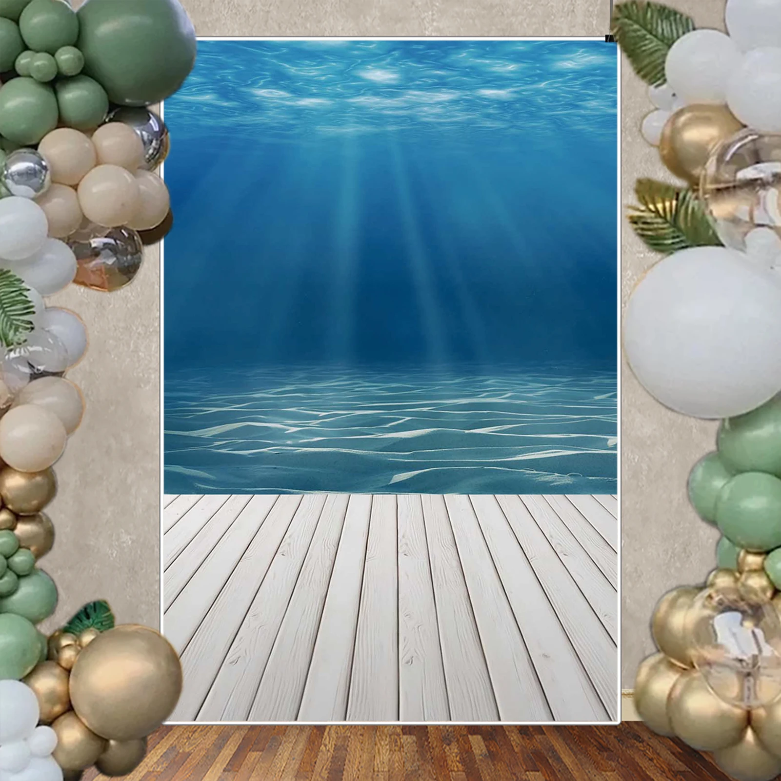 MOON.QG 夏水族館ブルー水中背景写真撮影床青い水 Photozone 背景子供の家の装飾