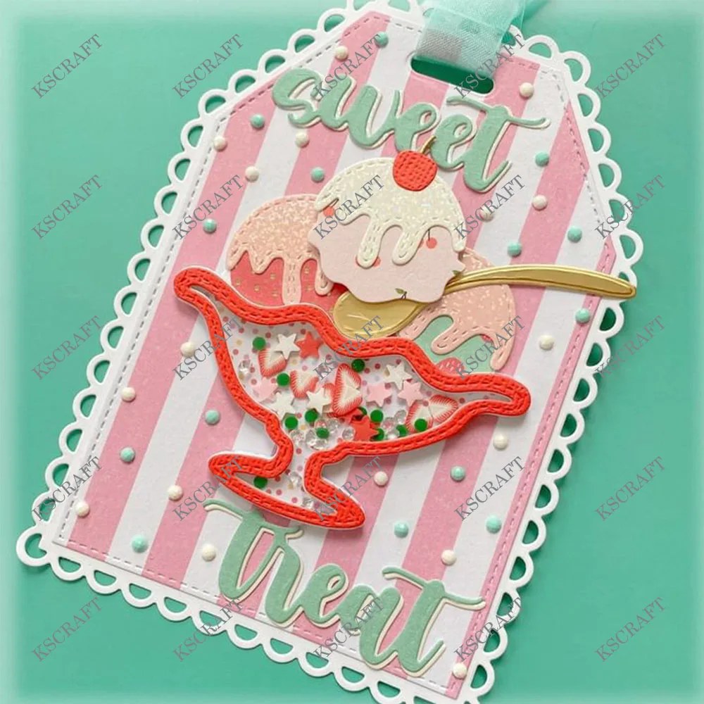 KSCRAFT Ice Cream Sundae Shaker Cutting Dies Stencils for DIY Scrapbooking Decorative Embossing DIY Paper Cards