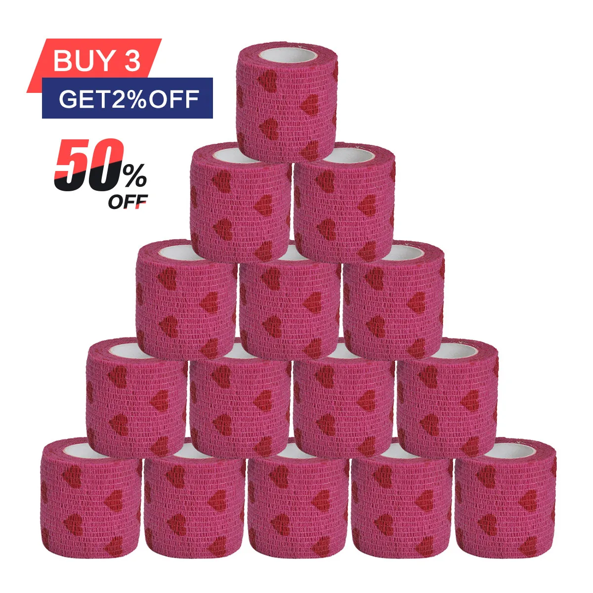 

1/6/10 Pcs Red heart First Aid Self Adhesive Cohesive Bandages Sports Tape for Wrist Ankle Sprains & Swelling