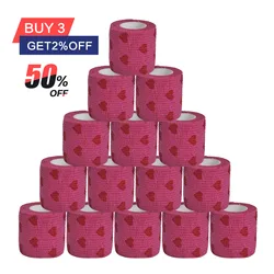 1/6/10 Pcs Red heart First Aid Self Adhesive Cohesive Bandages Sports Tape for Wrist Ankle Sprains & Swelling