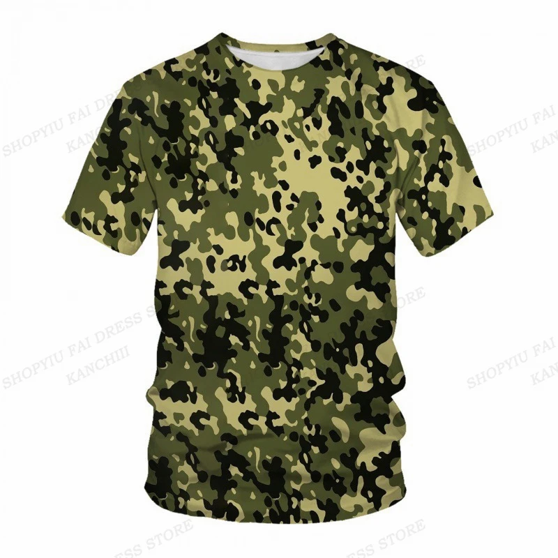 Summer Camo T-shirt Camouflage 3D Print Tshirt Men Fashion O-Neck Short Sleeve Tshirt Outdoors T shirt Kids Tops Tee Fitness