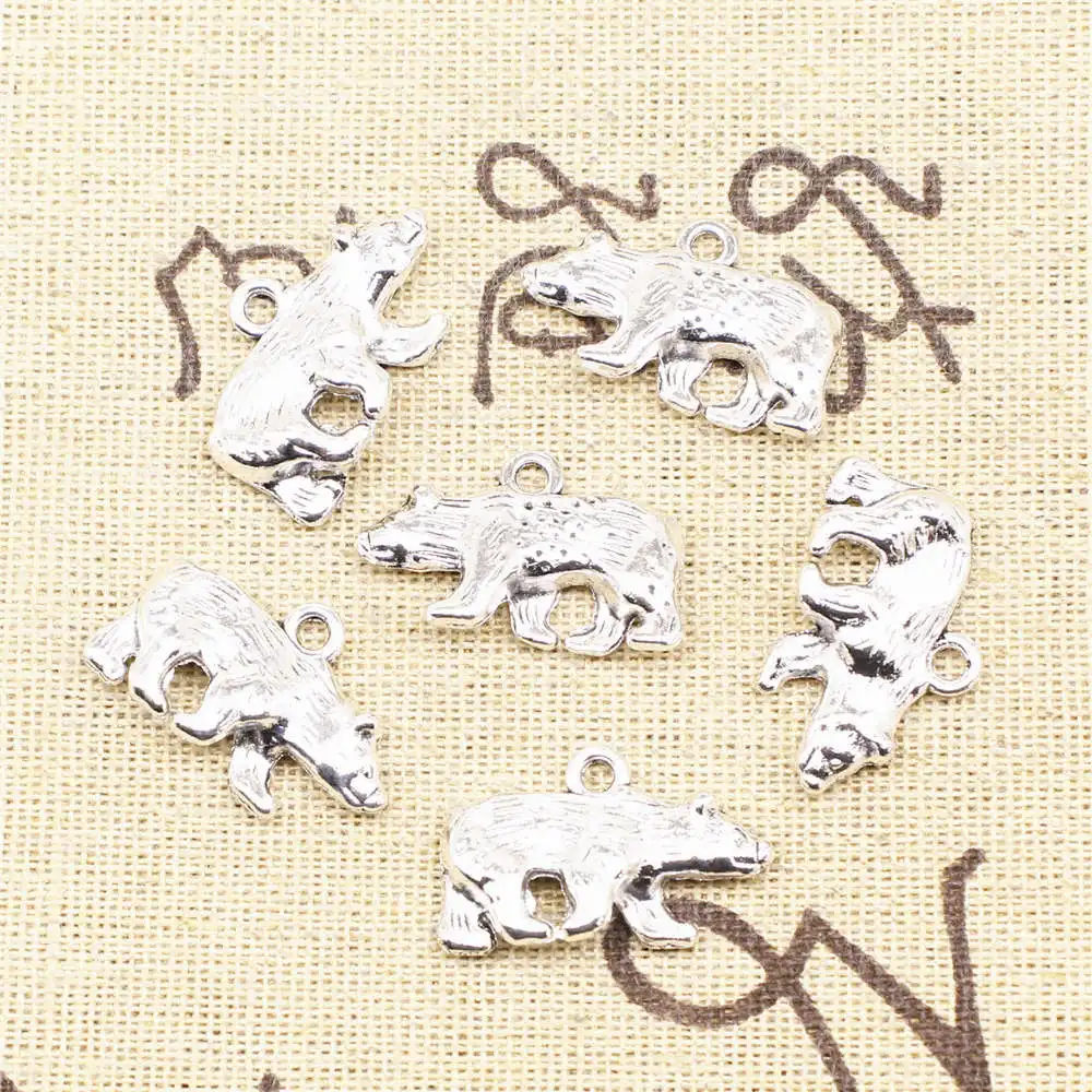 For Jewelry Crafts Accessories Charms Bear Antique Silver Color Pendant Diy 15x25mm 5pcs