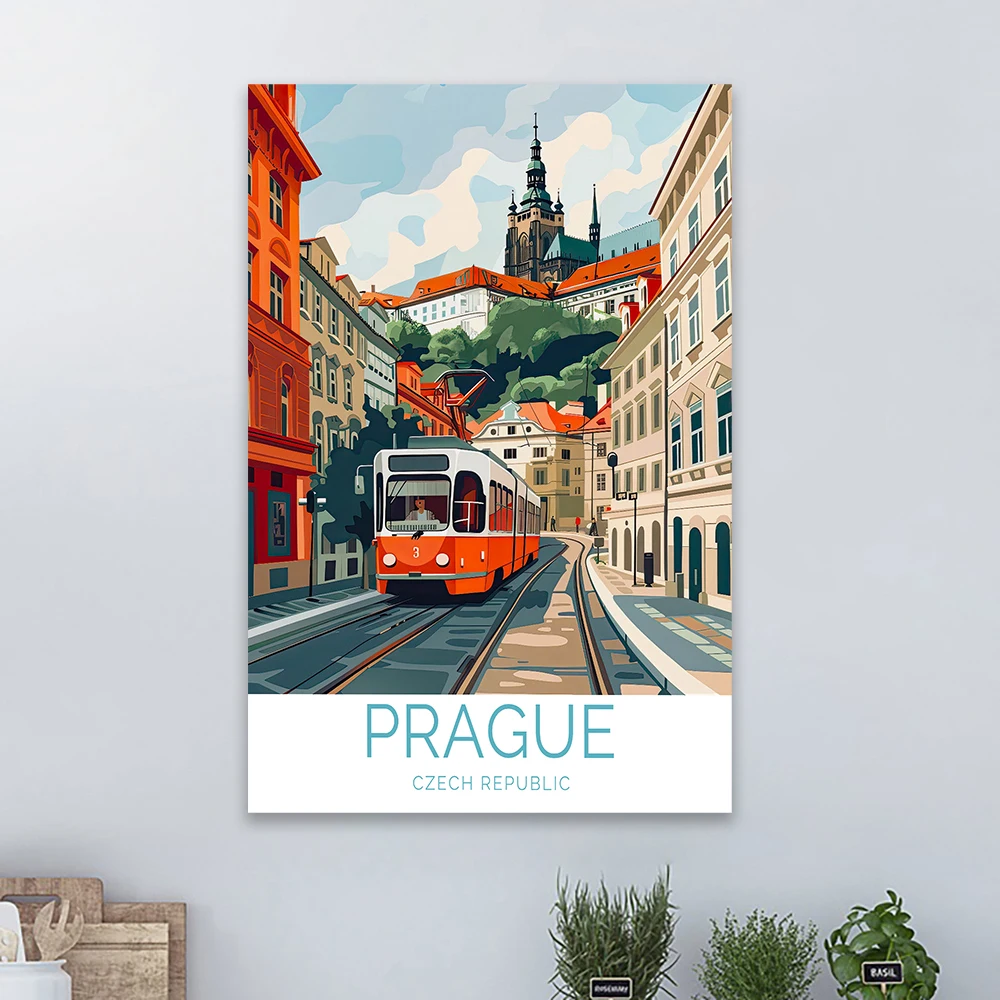براغ السفر المشارك جمهورية التشيك جدار الفن السفر المشهد يطبع براغ القلعة أوروبا السفر قماش اللوحة ديكور غرفة نوم