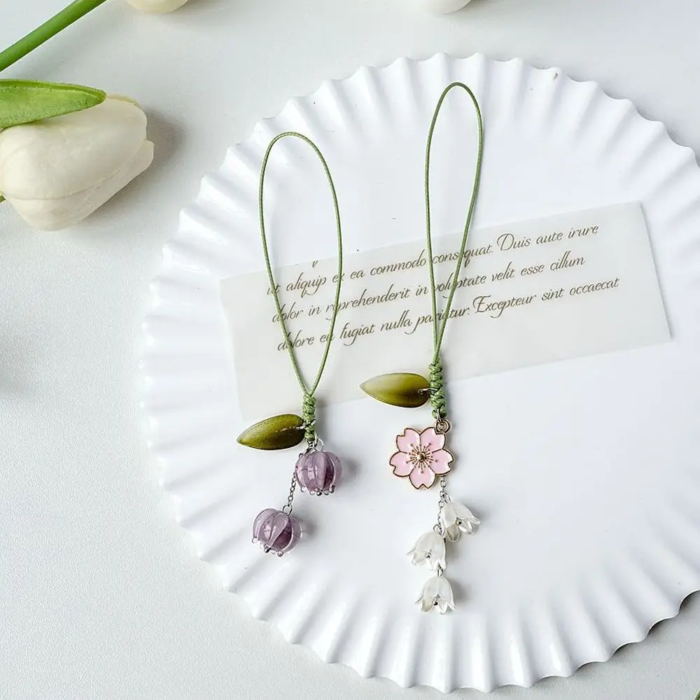 Cute Tulip Flowers Strap Lanyards Charms For Mobile Phone Case Keychain Car Key Chains Headset Cover Hang