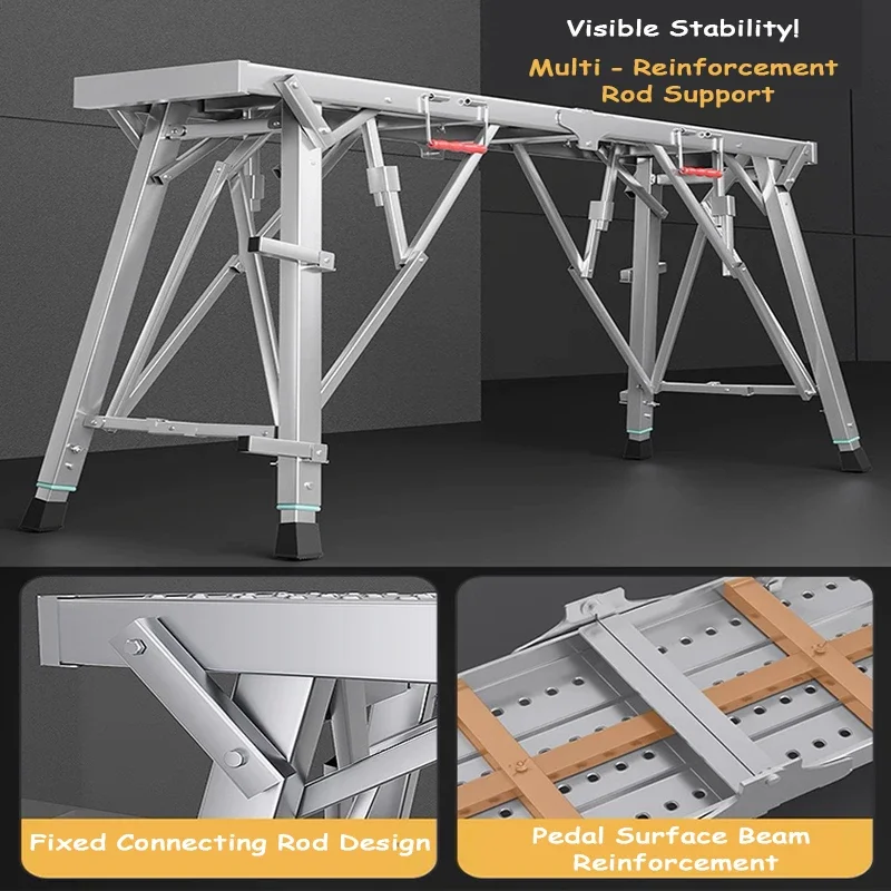 Telescopic Horse Stool Indoor Folding Lifting Thickened Multifunctional Scaffolding Engineering Ladder for Home Decoration