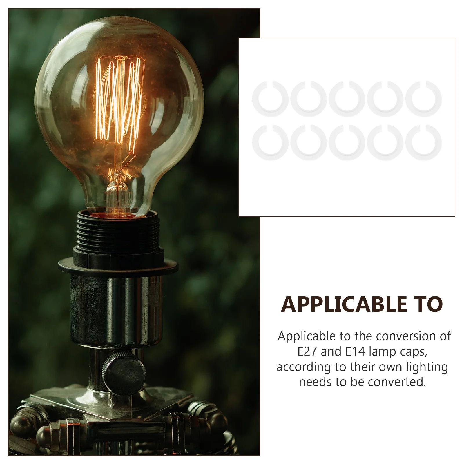 

10 шт. E27 в E14 кольцо абажура белые пластиковые преобразователи для простой установки переходные кольца абажура профессиональное освещение