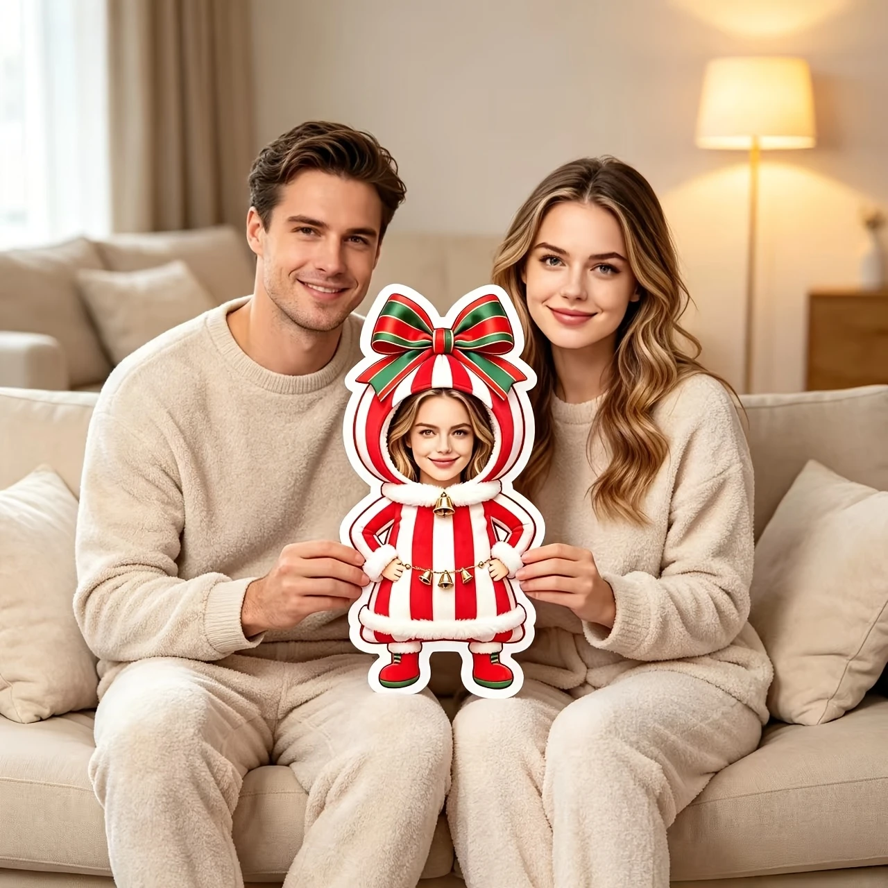 Custom Photo Personalized Christmas Sample Pillow, Portrait Custom Cushion, Funny Christmas Body Image Design, Holiday Essential
