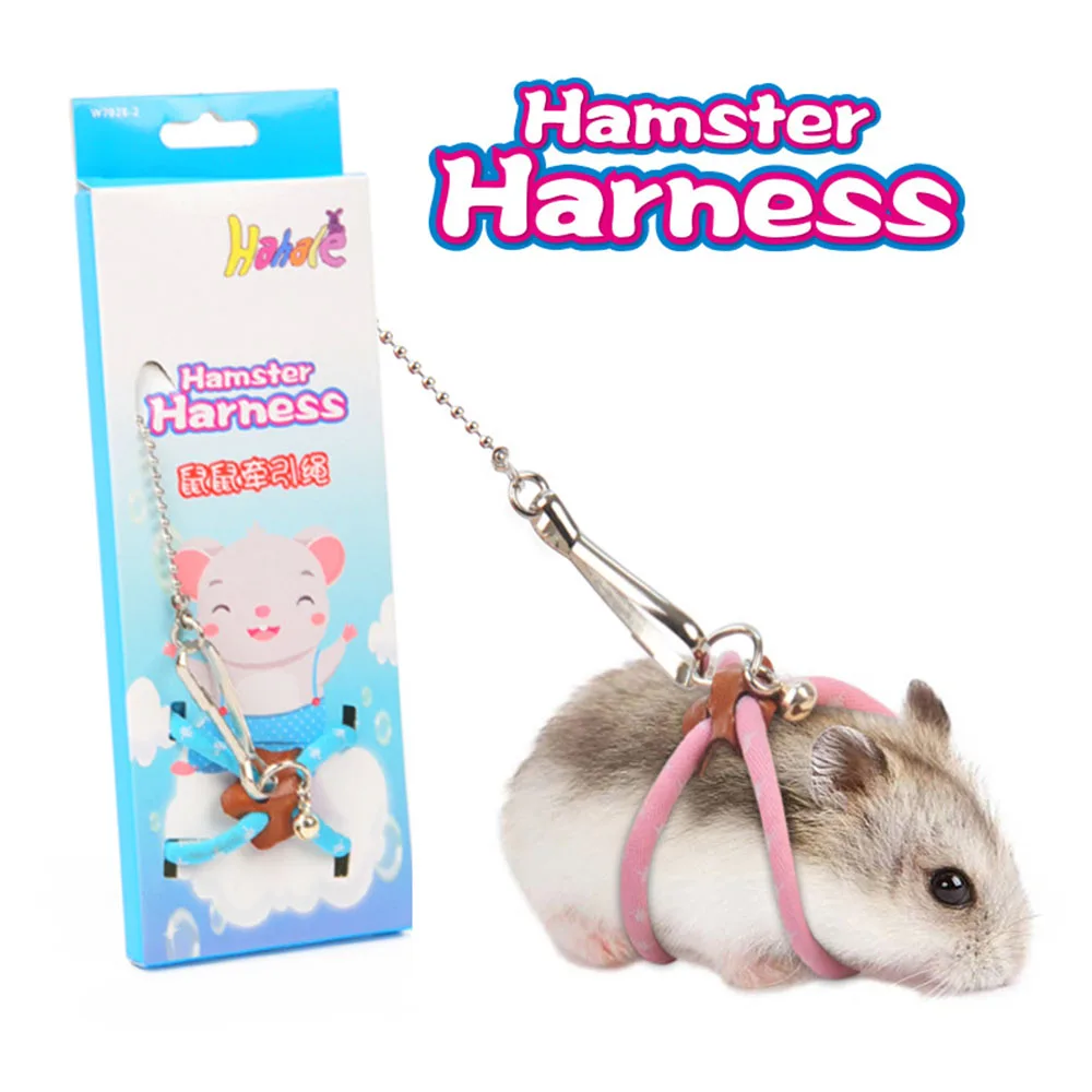 Pet Adjustable Soft Harness Bell Leash Set Mouse Hamster Ferrets Rat Pet Pig Leash Hamster Harness Rope Anti-bite Pet Walking