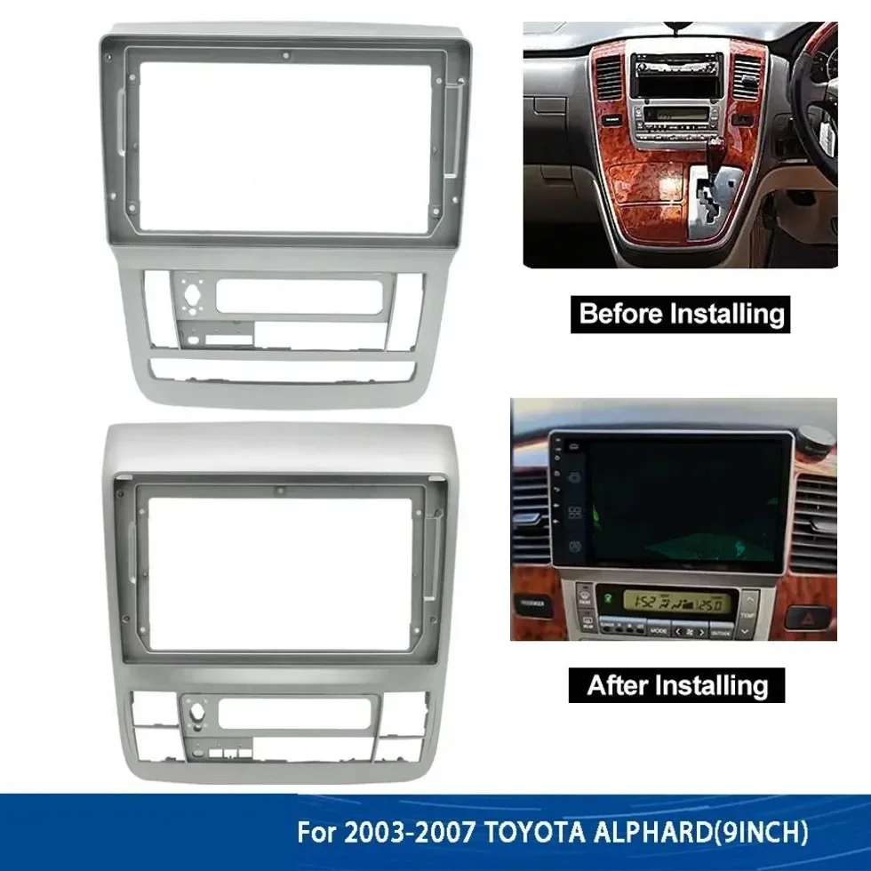 For 2003-2007 TOYOTA ALPHARD (9INCH.RHD)Car Radio Fascias Android GPS MP5 Stereo Player 2 Din Head Unit Panel Dash Frame Install