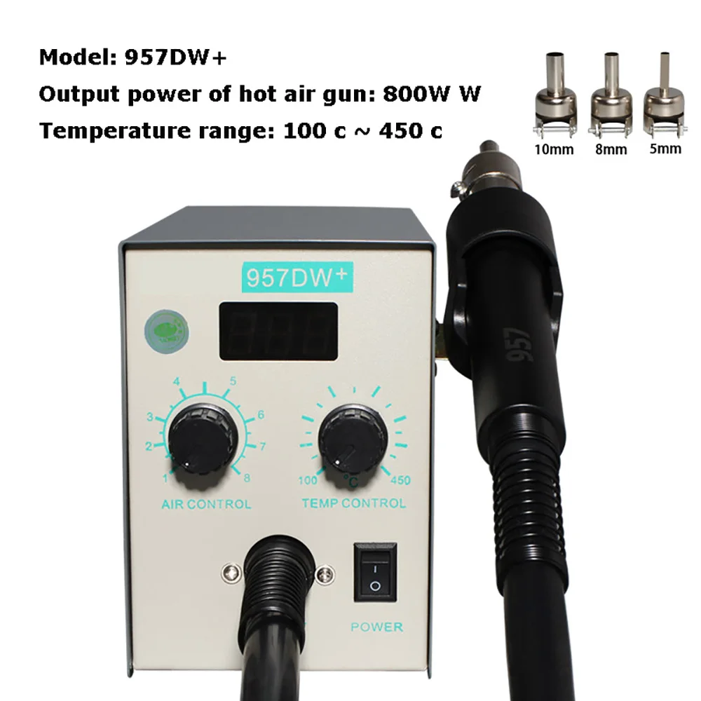 Adjustable Temperature LED Temperature Digital Display With Helical Wind 1pc 957DW+ Hot Air Gun 220v/580W