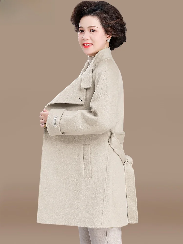 

Женское шерстяное пальто: осенне-зимняя модная верхняя одежда, длинное, на пуговицах, повседневное, вязаное, для женщин среднего и старшего возраста