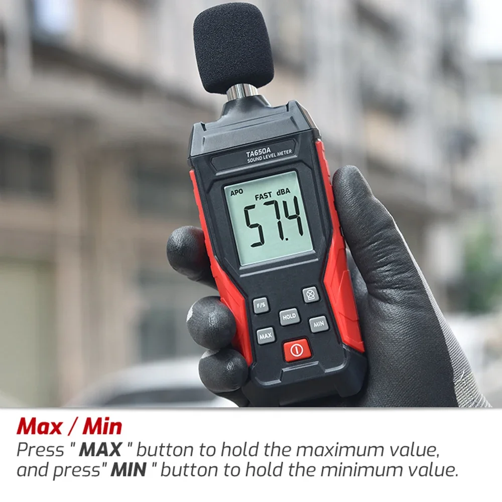 Ta650a medidor de nível de som digital medidor de nível de áudio medidor de som decibelimetro 30-130db medidor de decibel medidor de ruído portátil