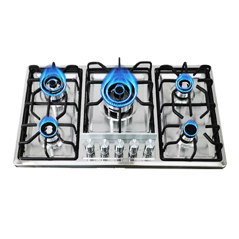 Factory Direct Sales Household Kitchen Appliance Desktop Embedded Stainless Steel Gas Cooktop 5 Burner Commercial Gas Stove