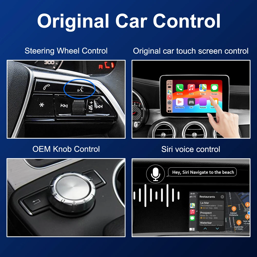 Wireless CarPlay Android Auto AI Decoder Box Plug and Play Decoder Box Mirror Link for Mercedes Benz A B C E GLA GLK ML NTG4.5