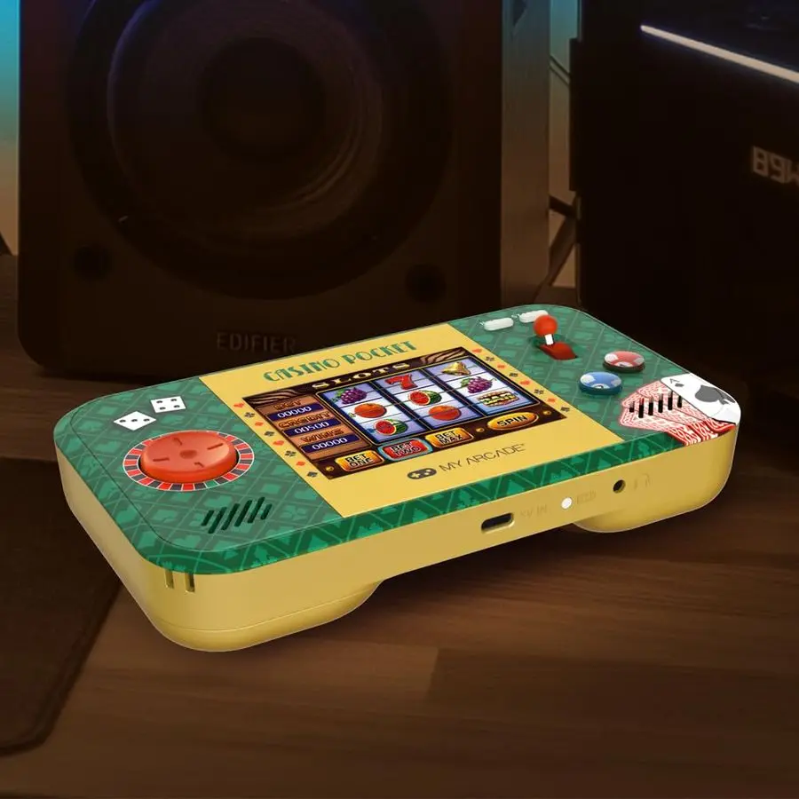 Arcade Casino Pocket Retro Casino Arcade Game, 30 Games, Rechargeable Battery, Includes Travel Case and Screen Protector, Roulet