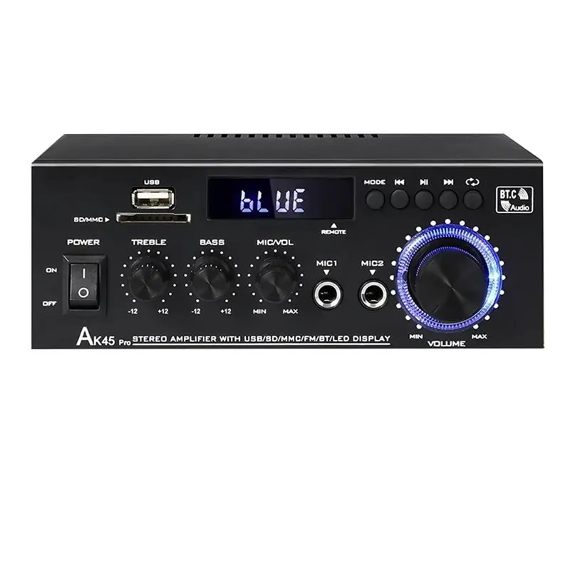 

CJSD-AK45 Pro Bluetooth Stereo Amplifier Max 400W, 2.0 Channel Home Audio Stereo Receivers For Home Theater Speaker-US Plug