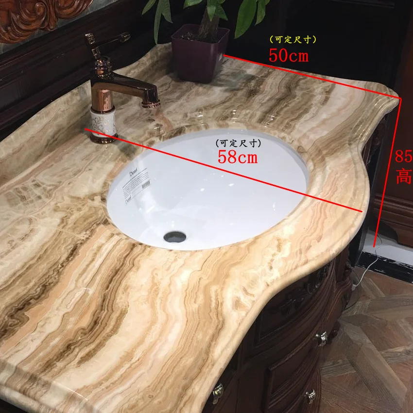 European bathroom cabinet red oak marble washstand solid wood bathroom cabinet wash basin cabinet floor combination customizatio