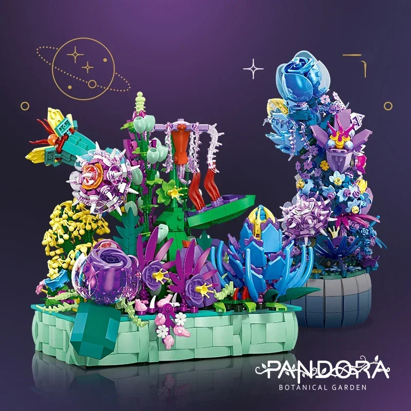 

Creative Potted Flower Building Blocks Colorful Rose Lavender Flower Model Bricks Desktop Decoration Kids DIY Toys Holiday Gifts