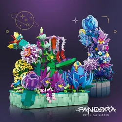 Creative Potted Flower Building Blocks Colorful Rose Lavender Flower Model Bricks Desktop Decoration DIY Toys Holiday Gifts