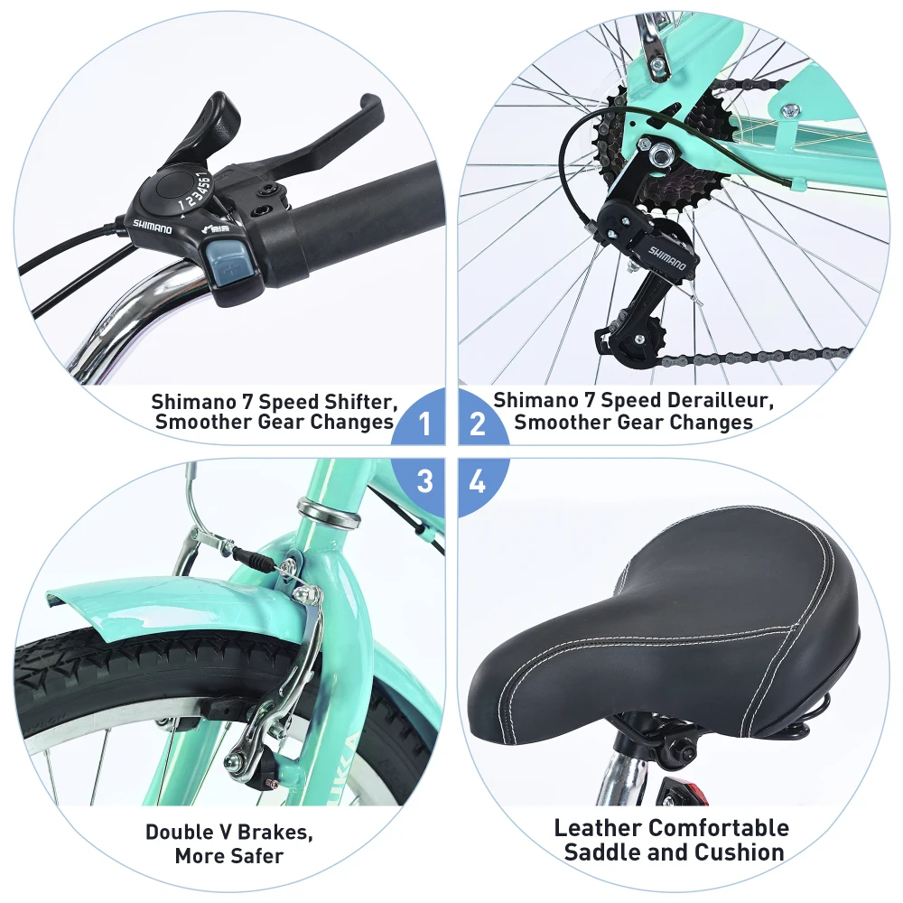 دراجات 7 سرعات، دراجة شاطئ كروزر متعددة الألوان مقاس 26 بوصة