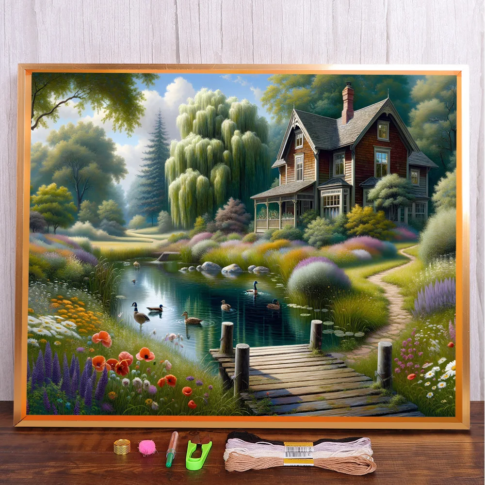 

Landscape Countryside Villa Printed Cross-Stitch Patterns Embroidery Craft Handicraft Painting Sewing Jewelry Gift For Adults