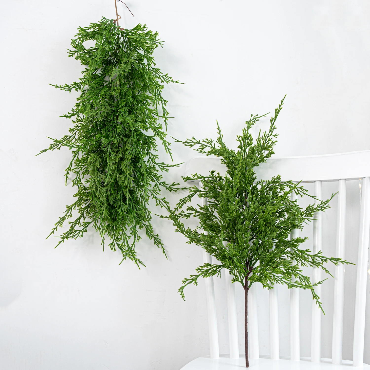60 سنتيمتر عيد الميلاد الأرز جارلاند فروع الصنوبر الاصطناعي الأخضر فو الأرز الصنوبر جارلاند ل عباءة الموقد ديكور المنزل #3