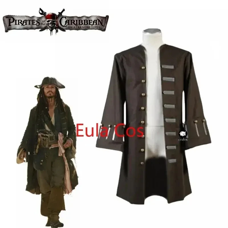 

♥Halloween Cosplay Costume Pirates of The Caribbean Jack Sparrow Jacket Coat Wig Shoes s ClothesNew 2026 Topspeed Cos