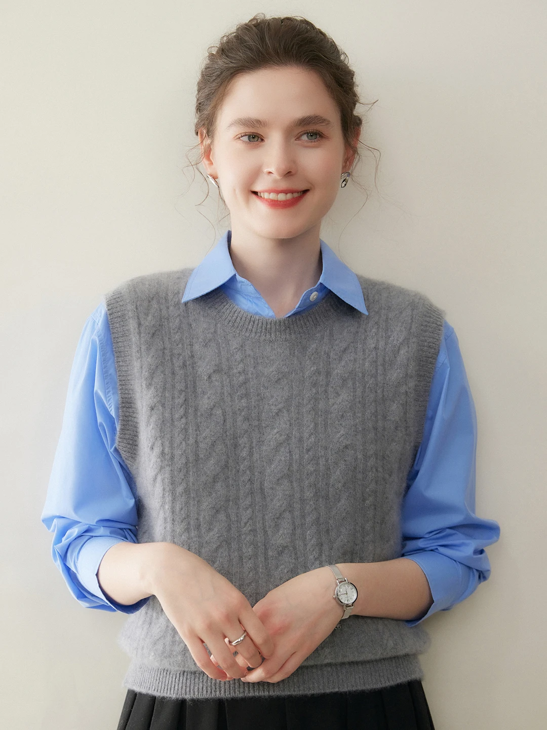 

Camere Knitted Vest Women's round Ne Svel Layering Top Commute Versatile Soft Comfortable Casual Ele Sle