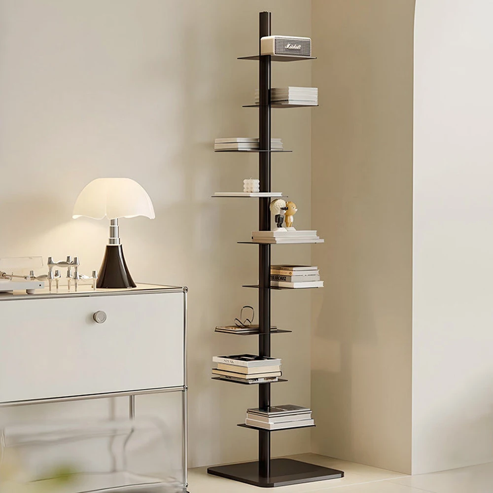 360° Rotating Bookshelf, 9/11 Tier Stainless Steel Floor Bookcase, Powder Coated Metal Storage Display Shelf For Home Office