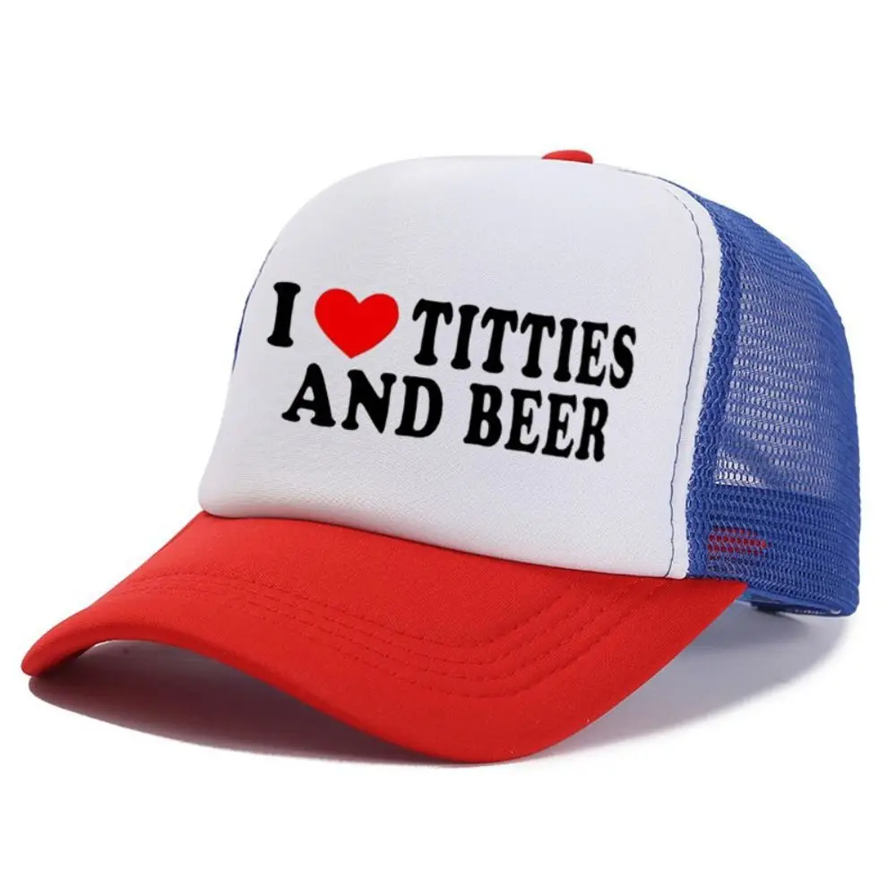 

Letter Printing I Love Titties And Beer Hats Breathable Hip-hop Mesh Baseball Cap Adjustable Net Trucker Hat