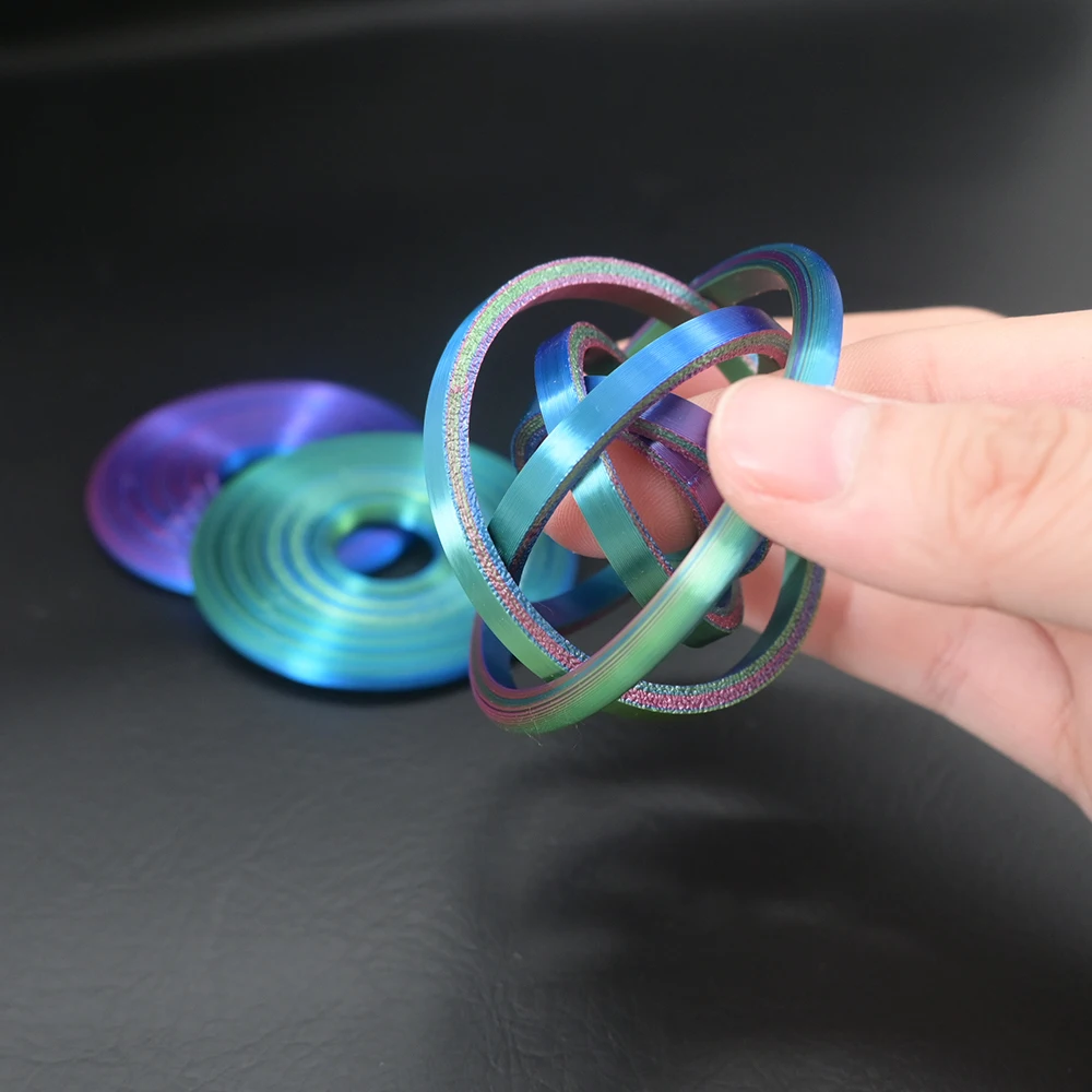 3D-Gedruckter Hexagon-Ring - Farbenfroher Rotierender Neuartiger Schmuck, PLA-Material, Trendiges Einzigartiges Desktop-Spielzeug – Detail 4