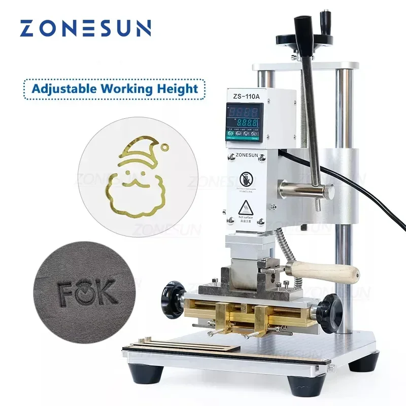 ZONESUN ZS-110A Manuelle Stempelmaschine Wärme-Upgrade Digitaldruck anpassbare Bronzing Leder Messing Kupferform Mental