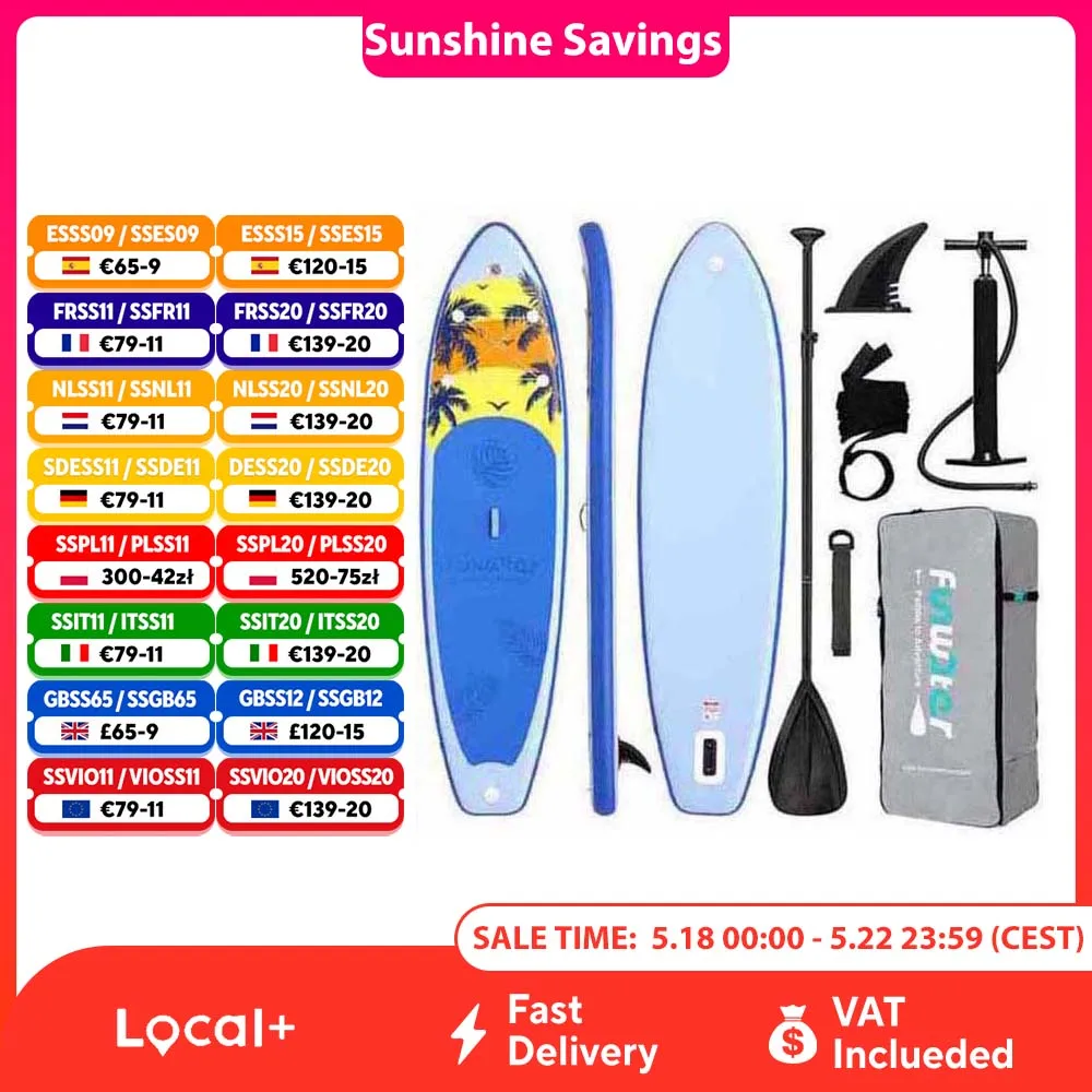 FunWater-tabla inflable de Stand Up Paddle, tabla de Paddling, tabla de Surf Sup, tabla de Paddle antideslizante para deportes acuáticos de 320-385CM