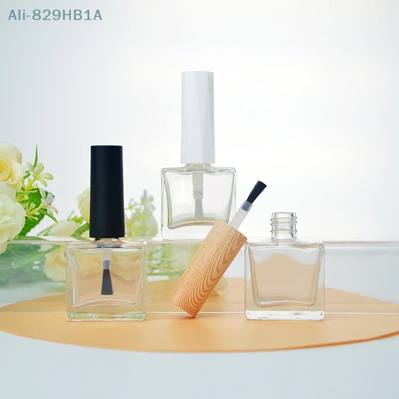 13/15ml Transparent Glass Nail Polish Bottle Empty With Lid Brush Cosmetic Containers Nail Glass Bottles With Brush