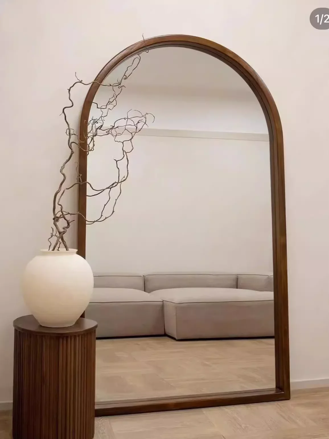 American arched full-length mirror medieval old floor-to-ceiling mirror French wabi-**** large mirror cloakroom wall-mounted dre