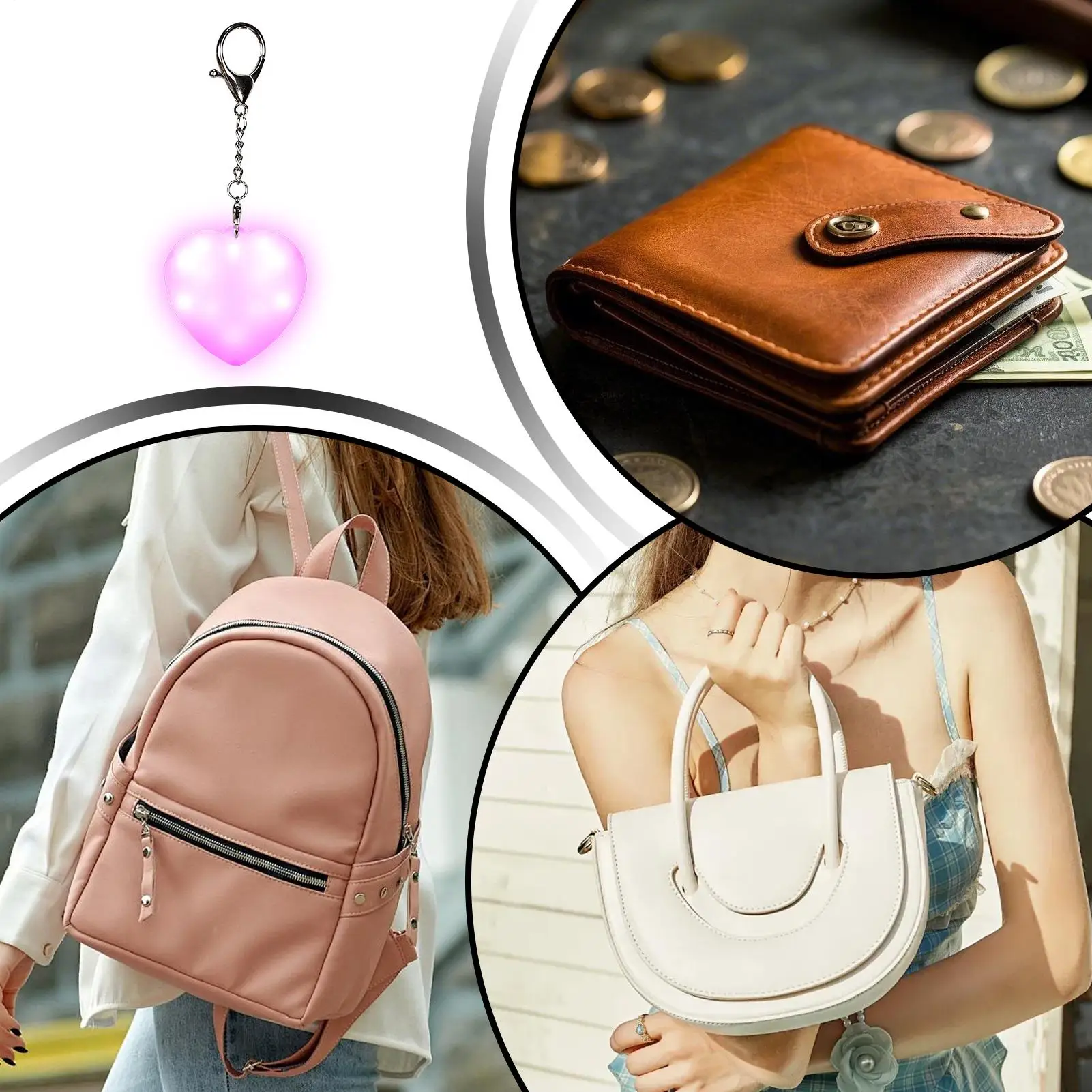 

Кошелек с подсветкой, перезаряжаемая светодиодная лампа, брелок в форме сердца, сенсорная сумка, светильник для мамы, женский рюкзак, сумка на плечо, кошелек-тоут