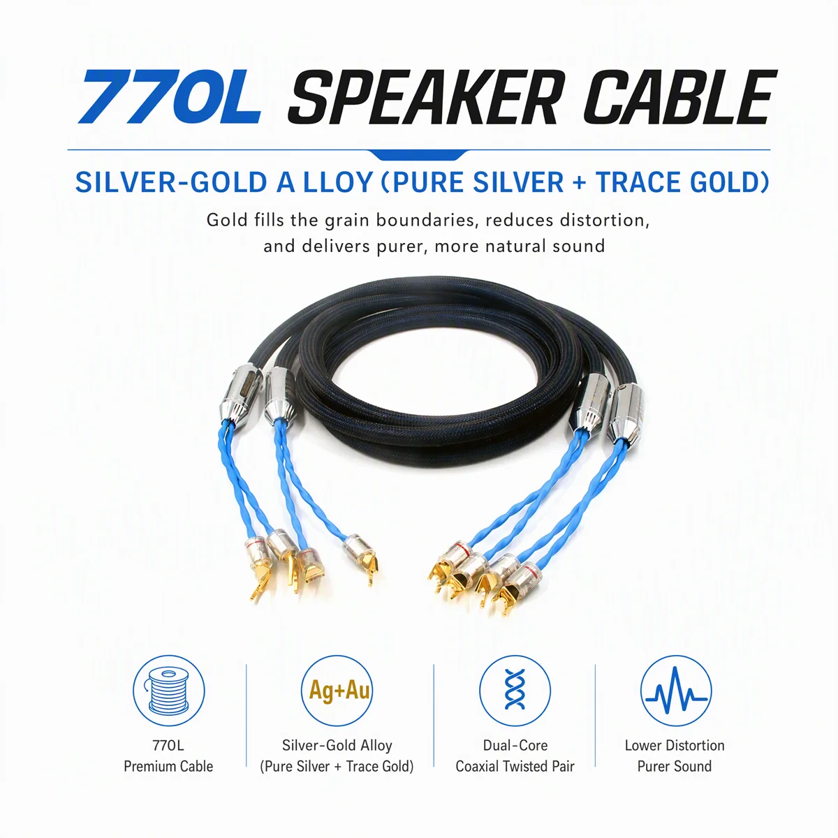 HiFi Speaker Cable G7 Silver Gold Alloy Conductor Audio Wire for Amplifier Loudspeaker Connection Audiophile Audio Line