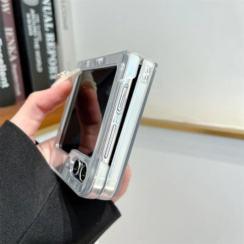 Casing ponsel daun berbulu perak untuk Samsung Galaxy Z Flip 3 Z Flip 4 Z Flip 5 casing pelindung belakang PC keras untuk ZFlip5