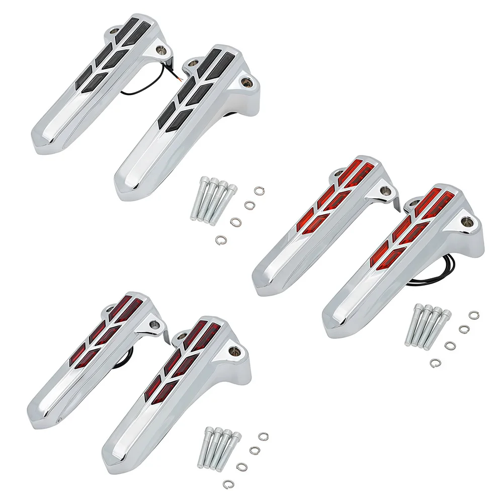 For Harley Touring Electra Glide Road King FLHR FLHTK FLHX 2014 - 2020 Motorcycle ABS Front Lower Fork Leg Covers With LED Light