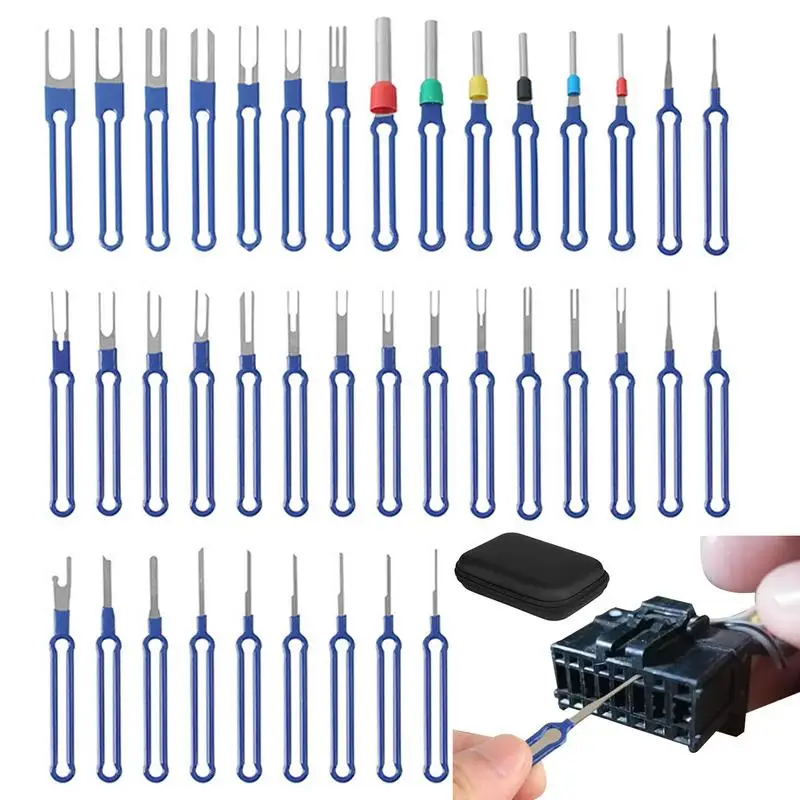 Wire Pin Removal Tool Electrical Connector Plug Removal 36pcs Upgraded Blue Pin Extractor Tool Set Release Pin Auto Repair