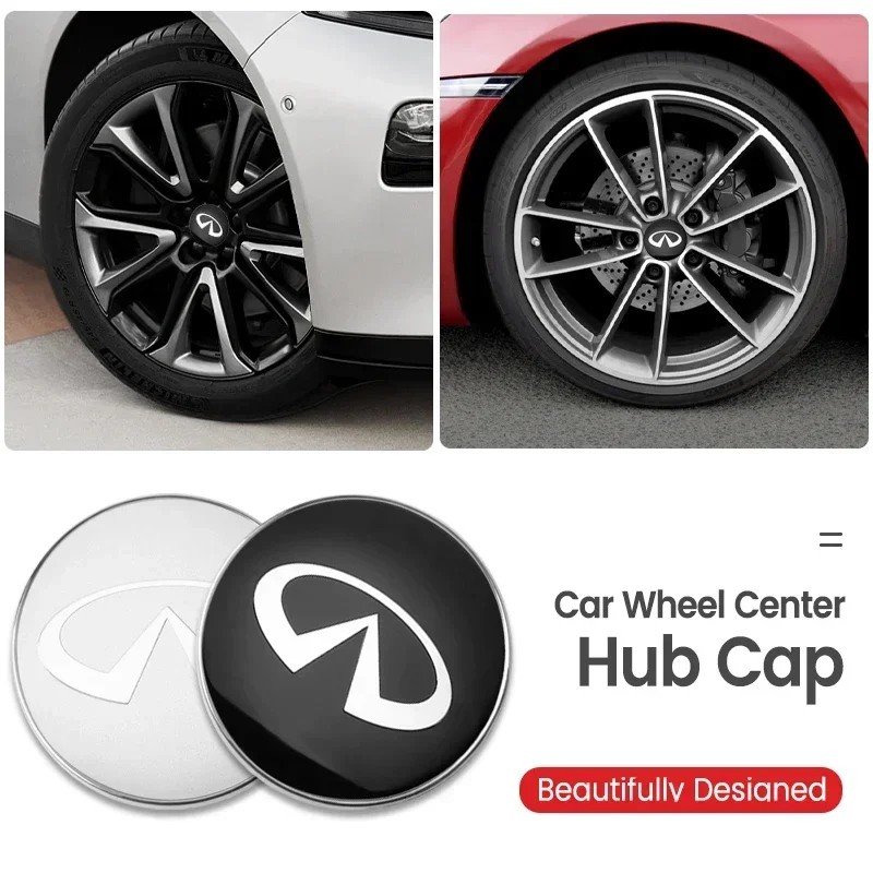 4pcs 60mm Modification Car Emblem Wheel Center Hub Cap Badge Sticker For Infiniti Q30 Q50 Q35 Q37 FX35 FX37 QX70 Q70L QX50 Q50L