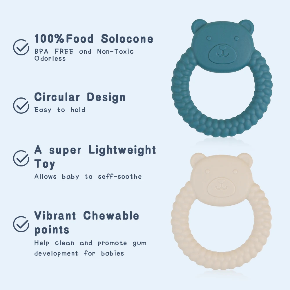 1Pcs Baby Teether Silicone Toy BPA Free Cartoon Bear Nursing Teething Gifts Baby Health Molar Chewing Newborn Accessories Toy