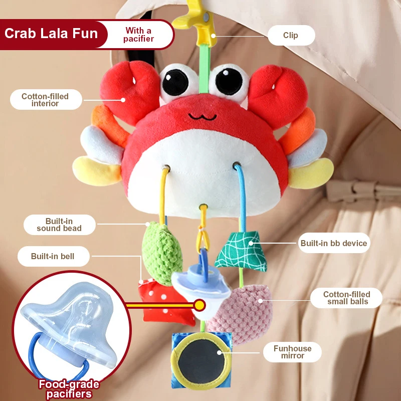 Bambino che tira la corda disegno divertente auto appesa neonato granchio afferrare allenamento puzzle bambino puzzle ciondolo giocattolo