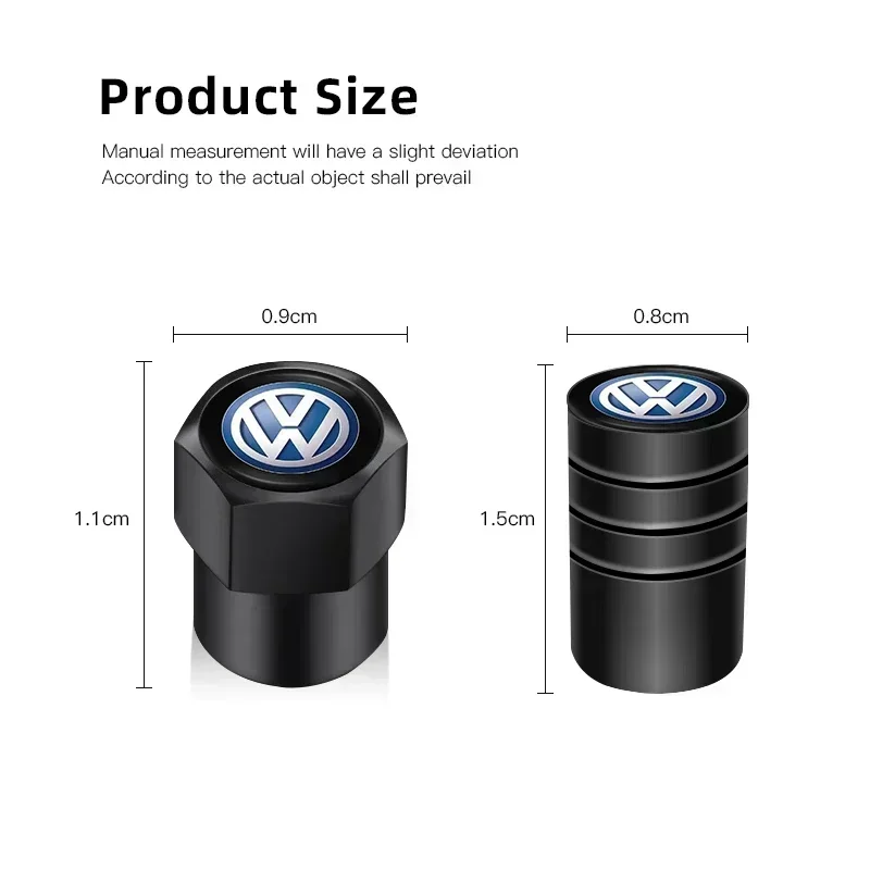 4Pcs Aluminium Alloy Car Wheel Tire Valve Caps Covers For VW GTI Golf 4 7 Polo R R-Line CC Passat B6 B8 Tiguan T-ROC Bora Jetta