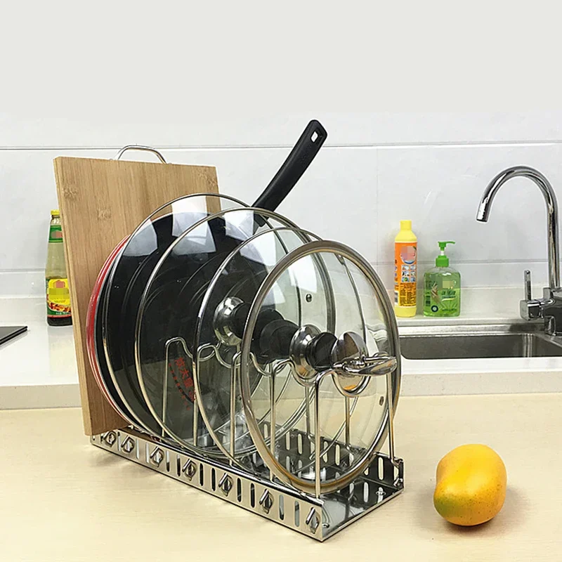 

304 Stainless Steel Adjustable Rack Pot Lid & Pan Shelf Dish Drainer Shelves Multifunctional Organizers For The Kitchen