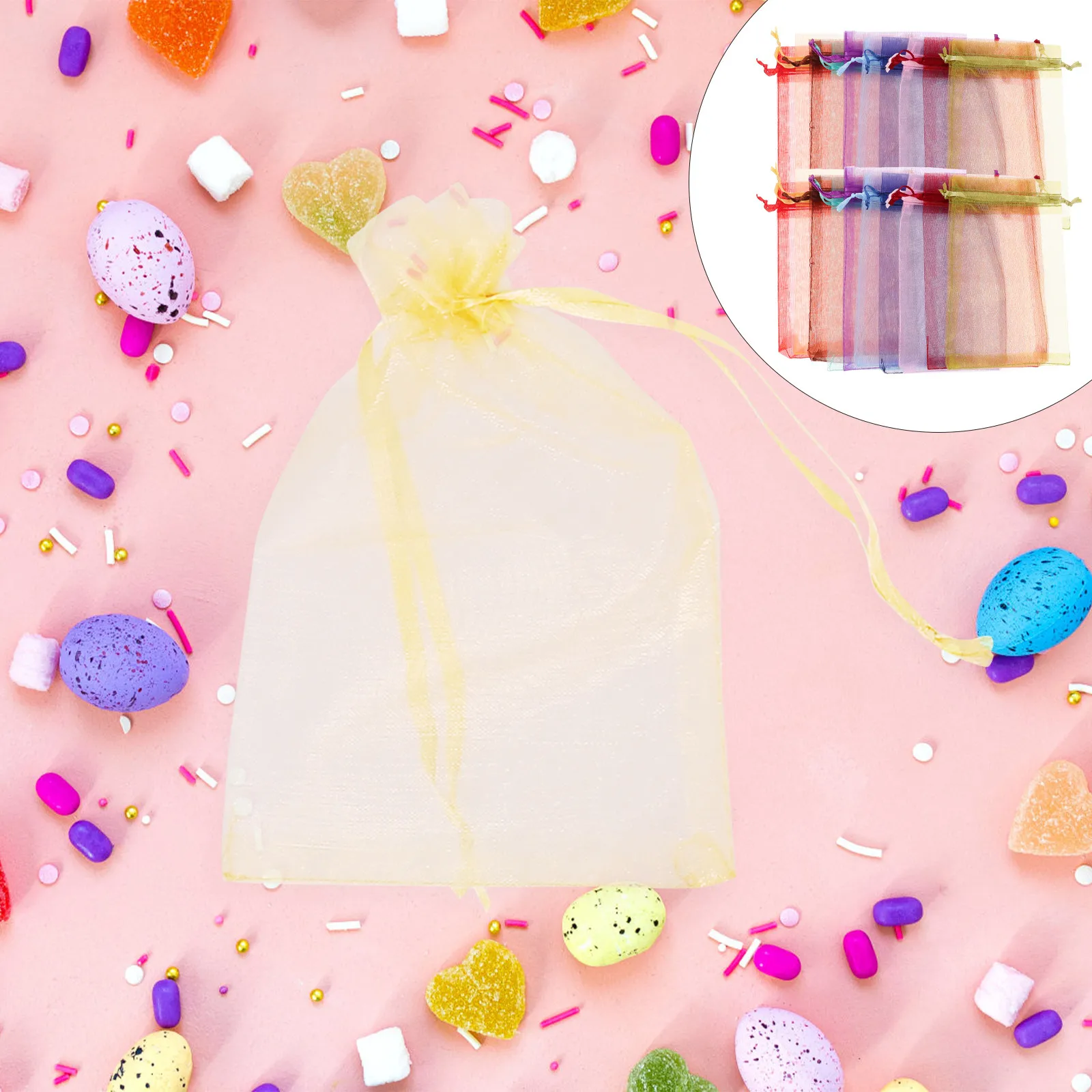 

100Pcs Organza Drawstring Pouches Jewelry Bags Small Gift Bags for Cosmetics Earrings Rings Treats Party Favor Crafts